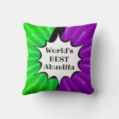 名前の変更ワールドアブ最高のリタグリーンパープル漫画 クッション (裏面)