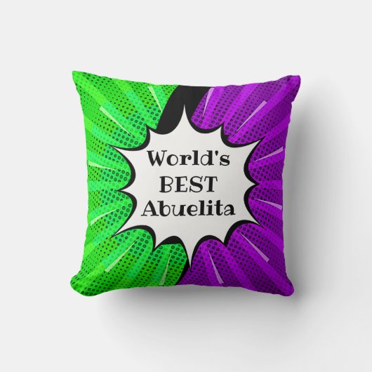 名前の変更ワールドアブ最高のリタグリーンパープル漫画 クッション (正面)