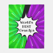 名前の変更ワールドグ最高のランパグリーンパープル漫画 フリースブランケット (正面)