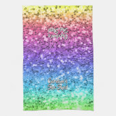 名前の変更任意の文字彼女は輝く虹を流した キッチンタオル (縦)