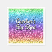 名前の変更任意の文字彼女は輝く虹を流した スタンダードカクテルナプキン (正面)