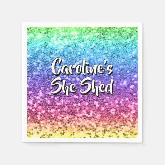 名前の変更任意の文字彼女は輝く虹を流した スタンダードカクテルナプキン (正面)