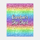 名前の変更任意の文字彼女は輝く虹を流した フリースブランケット (正面)