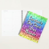 名前の変更任意の文字彼女は輝く虹を流した プランナー手帳 (ディスプレー)