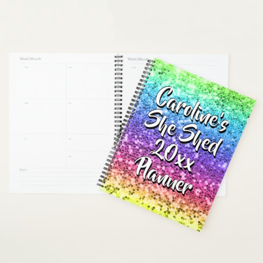 名前の変更任意の文字彼女は輝く虹を流した プランナー手帳 (ディスプレー)