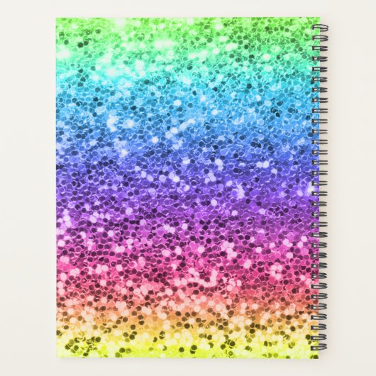 名前の変更任意の文字彼女は輝く虹を流した プランナー手帳 (裏面)