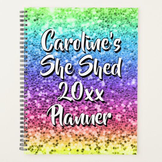 名前の変更任意の文字彼女は輝く虹を流した プランナー手帳 (正面)