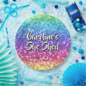 名前の変更任意の文字彼女は輝く虹を流した ペーパープレート (パーティー)