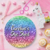 名前の変更任意の文字彼女は輝く虹を流した ペーパープレート (パーティー)