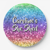 名前の変更任意の文字彼女は輝く虹を流した ペーパープレート (正面)