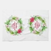 名前の変更文字おばあちゃんピンクフローラBoho キッチンタオル (横)