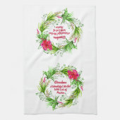 名前の変更文字おばあちゃんピンクフローラBoho キッチンタオル (縦)