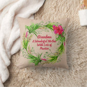 名前の変更文字おばあちゃんピンクフローラBoho クッション (ブランケット)