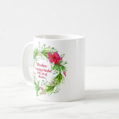 名前の変更文字おばあちゃんピンクフローラBoho コーヒーマグカップ (正面左)