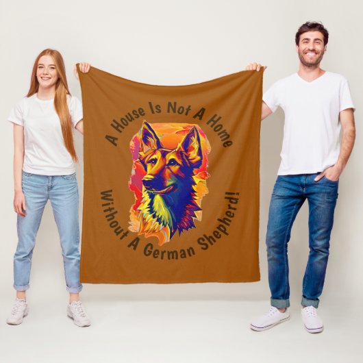 名前の変更文字の追加絵を描(German Shepherd) フリースブランケット (インサイチュ)