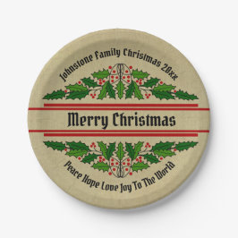 名前の変更文字クリスマス20xxホリー7" ペーパープレート