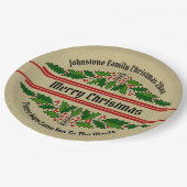 名前の変更文字クリスマス20xxホリー9" ペーパープレート (アングル)