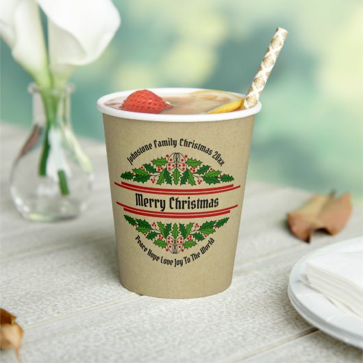 名前の変更文字クリスマス20xxホリー 紙コップ (インサイチュ)