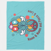 名前の変更文字ピースラブボホヒッパイドブズ フリースブランケット (正面)