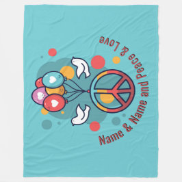 名前の変更文字ピースラブボホヒッパイドブズ フリースブランケット