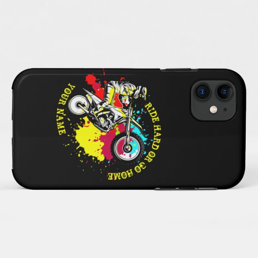 名前の変更文字ライド懸命ホームダートバイク Case-Mate iPhoneケース (裏面(横))