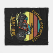 名前の変更文字ヴィンテージレインボートバイク フリースブランケット (正面(横))