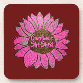 名前の変更文字彼女はピンクのひまわり コースター (正面)