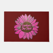 名前の変更文字彼女はピンクのひまわり ドアマット (正面)
