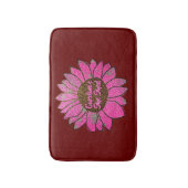 名前の変更文字彼女はピンクのひまわり バスマット (正面縦)