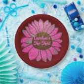 名前の変更文字彼女はピンクのひまわり ペーパープレート (パーティー)