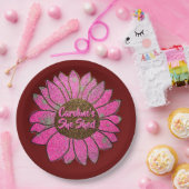 名前の変更文字彼女はピンクのひまわり ペーパープレート (パーティー)
