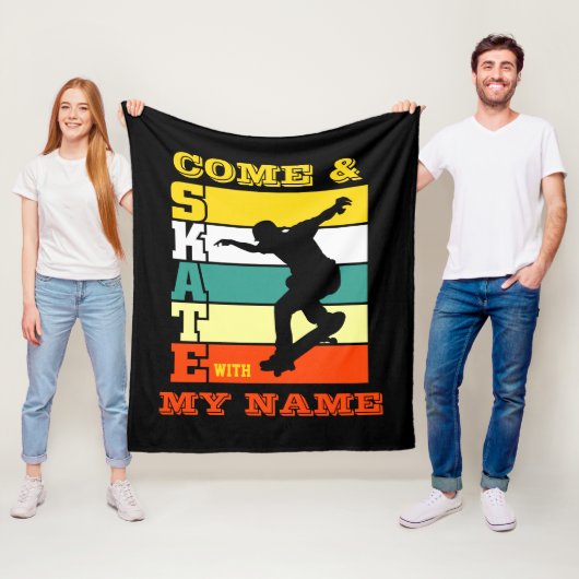 名前の変更文字来と自分の名前でスケートを追加 フリースブランケット (インサイチュ)