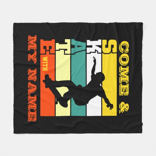 名前の変更文字来と自分の名前でスケートを追加 フリースブランケット (正面(横))