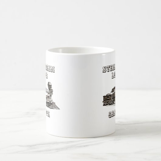 名前の変更文字蒸気列車愛おじいちゃん コーヒーマグカップ (中央)