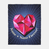 名前の変更文字赤い幾何学的ハート愛 フリースブランケット (正面)
