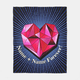 名前の変更文字赤い幾何学的ハート愛 フリースブランケット