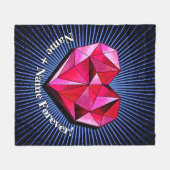 名前の変更文字赤い幾何学的ハート愛 フリースブランケット (正面(横))