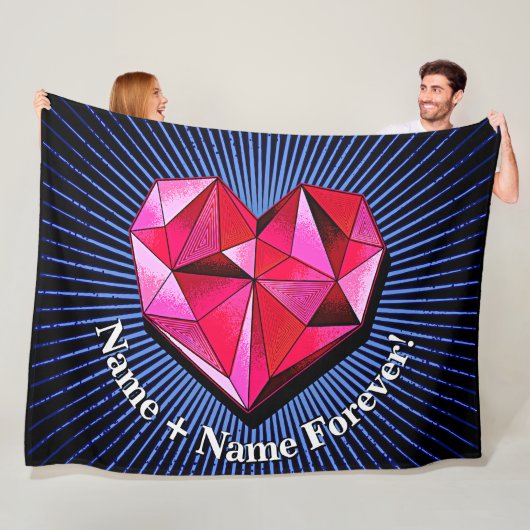 名前の変更文字赤い幾何学的ハート愛 フリースブランケット (インサイチュ)