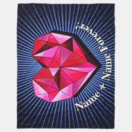 名前の変更文字赤い幾何学的ハート愛 フリースブランケット