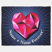 名前の変更文字赤い幾何学的ハート愛 フリースブランケット (正面(横))