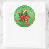 名前の変更文字赤い緑のクリスマスクラシックR ラウンドシール (バッグ)