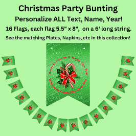名前の変更文字赤い緑のクリスマスバントF バンティングフラッグ