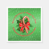 名前の変更文字赤い緑のクリスマス20xx スタンダードカクテルナプキン (正面)
