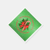 名前の変更文字赤い緑のクリスマス20xx スタンダードカクテルナプキン (角)