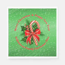 名前の変更文字赤い緑のクリスマス20xx スタンダードランチョンナプキン