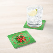 名前の変更文字赤い緑のクリスマス20xx ペーパーコースター (インサイチュ)