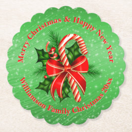 名前の変更文字赤い緑のクリスマス20xx ペーパーコースター
