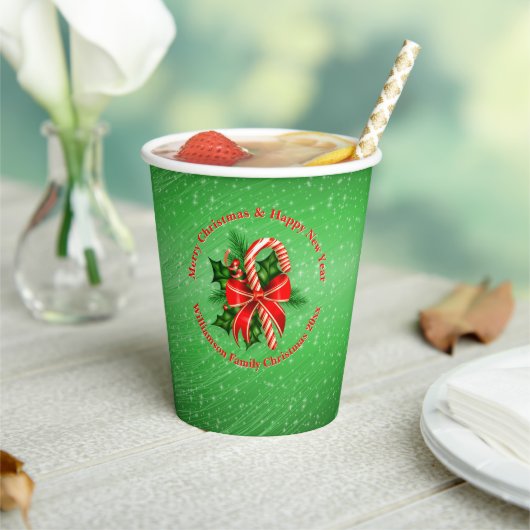 名前の変更文字赤い緑のクリスマス20xx 紙コップ (インサイチュ)