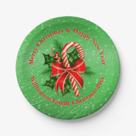 名前の変更文字赤い緑のクリスマス20xx 7" ペーパープレート