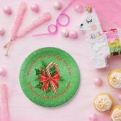 名前の変更文字赤い緑のクリスマス7" ペーパープレート (パーティー)